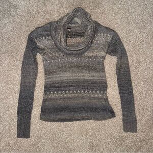 Free People Nordic Patterned Women's Sweater, Gray Tan Cream, Small